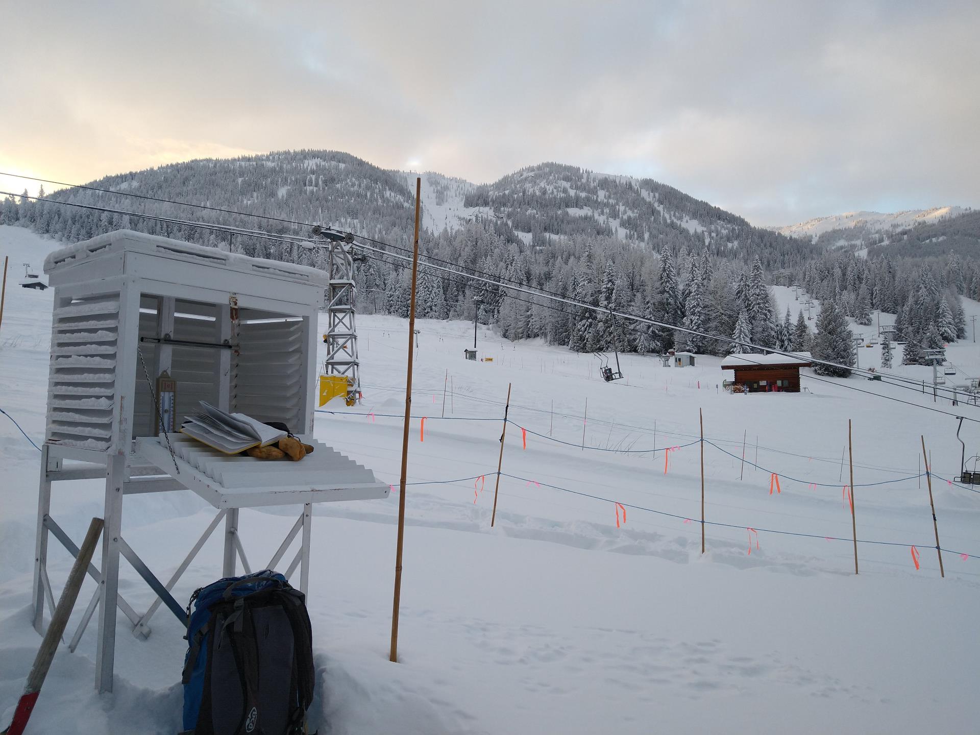 A Stevenson Screen in the Weather station at the Base of Red Mountain Resort, Rossland, BC, Canada